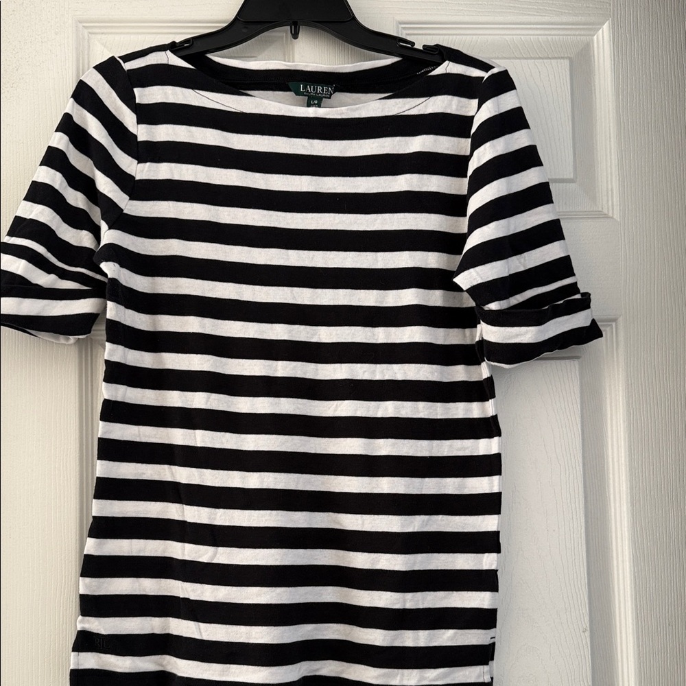 Lauren Ralph Lauren Black and White Striped Tee